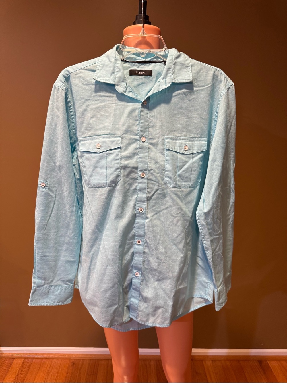 Alfani Light Blue Casual Button-Down Shirt